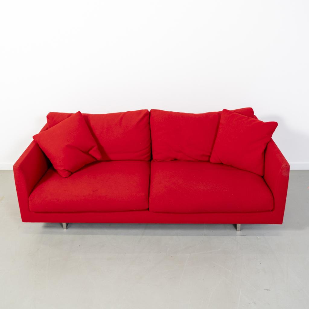 1x Montis Axel Bank 3-zits/190cm Rood Stof - Sledepoot, Niet ingevuld, 150 tot 200 cm, Niet ingevuld, Driepersoons