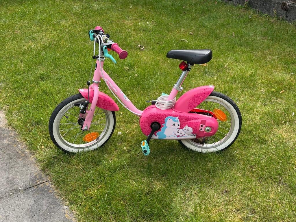 Roze kinderfiets 16 inch met eenhoorn design, Fietsen en Brommers, Fietsen | Kinderfietsjes, Ophalen of Verzenden, Gebruikt, 16 tot 20 inch