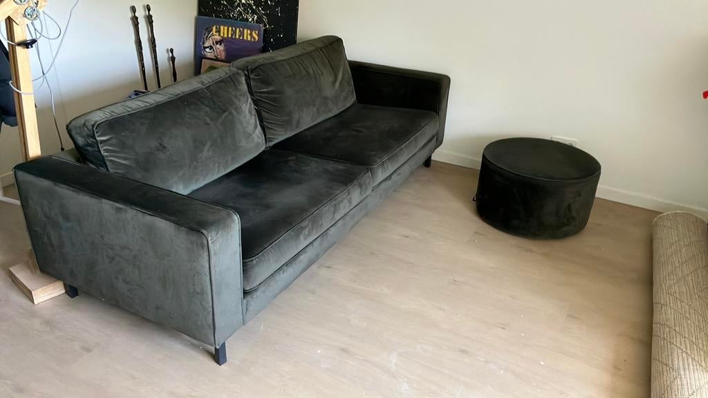 Bank met poef, Ophalen of Verzenden, Zo goed als nieuw, 75 tot 100 cm, 200 tot 250 cm