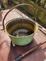 Vintage Groene Emaille Ketel met Handvat, Antiek en Kunst, Ophalen of Verzenden