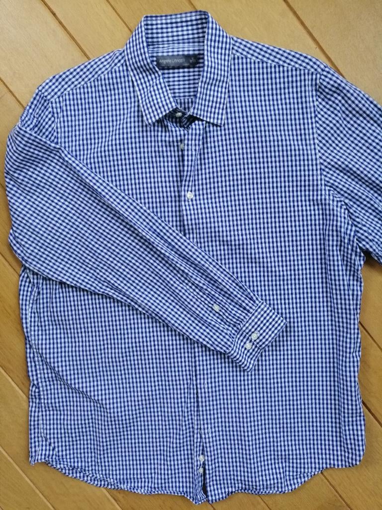 ANGELO LITRICO bloes overhemd blauw wit ruit maat XL, Ophalen of Verzenden, Zo goed als nieuw, Blauw, Halswijdte 43/44 (XL)