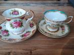 Twee fine bone China theekopjes met bladgoud, Ophalen, Zo goed als nieuw, Porselein, Kop en/of schotel