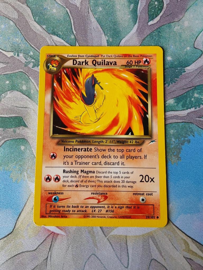 Pokemon neo destiny dark quilava 39/105, Ophalen of Verzenden, Gebruikt, Losse kaart, Foil
