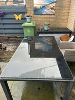 MOET NU WEG!! Tuintafel met glasplaat, Ophalen, Gebruikt, Rechthoekig, Aluminium