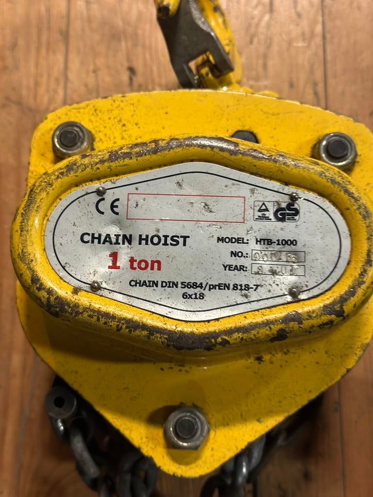 4 stuks yale 1ton takel met 10m ketting, Yale, Gebruikt, Overige typen, Ophalen of Verzenden