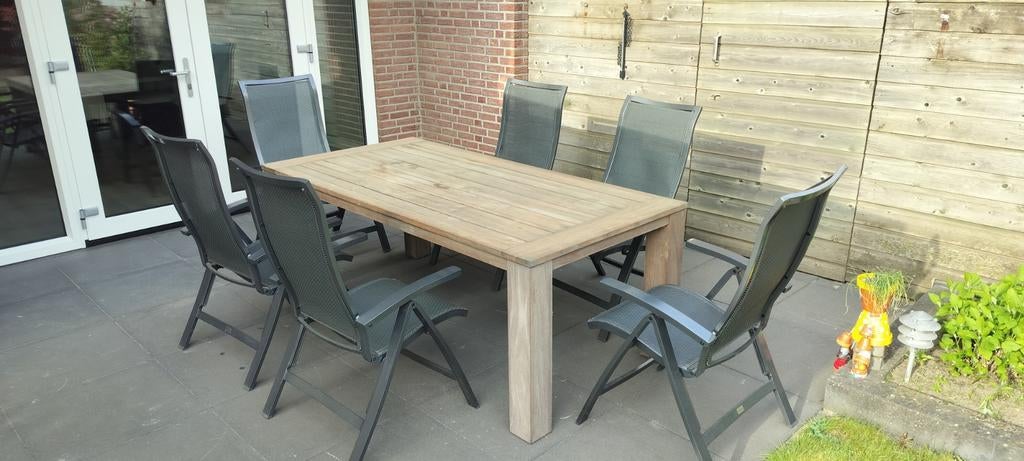 Tuintafel met 6 stoelen | Bellagio | Rough Furniture |, Ophalen, 6 zitplaatsen, Tuinset, Hout