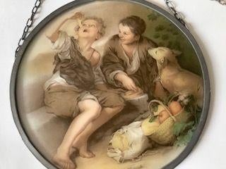 "De Taarteneters" vintage glas in lood raamhanger, Antiek en Kunst, Curiosa en Brocante, Ophalen
