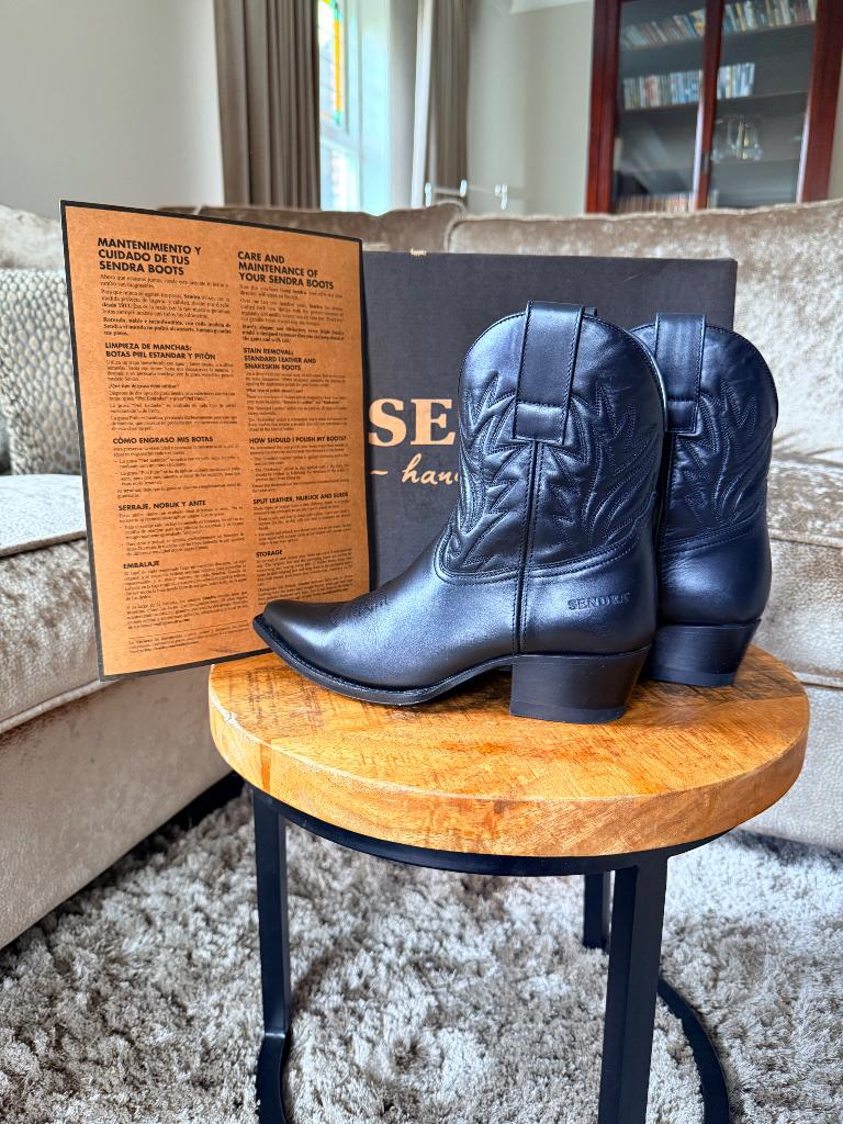 Zwart leren Sendra cowboyboots – 1x gedragen – pareltje, Sendra, Zwart, Lage of Enkellaarzen, Ophalen of Verzenden