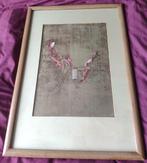 Antiek Japans traditioneel zijdekunst borduurwerk riksja, Ophalen