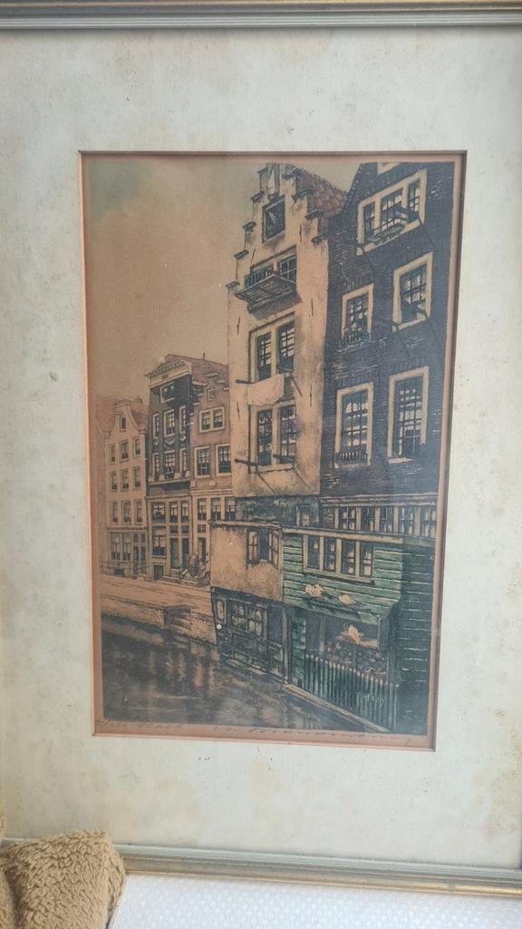Kleurenets Cornelis Brandenburg Oudezijds Voorburgwal, Antiek en Kunst, Kunst | Etsen en Gravures, Ophalen
