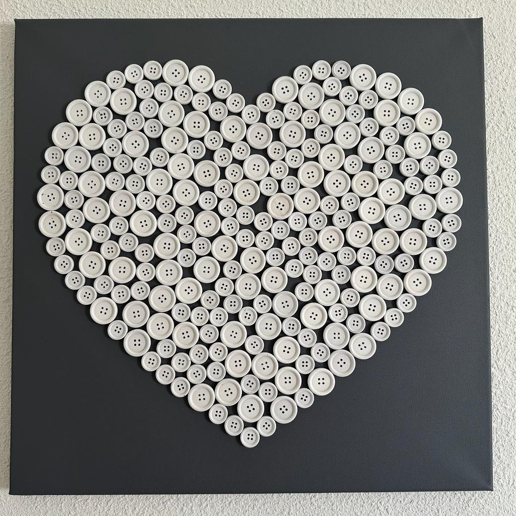 Schilderij, canvas doek, knoopje, hart, hartje, Ophalen of Verzenden, Zo goed als nieuw
