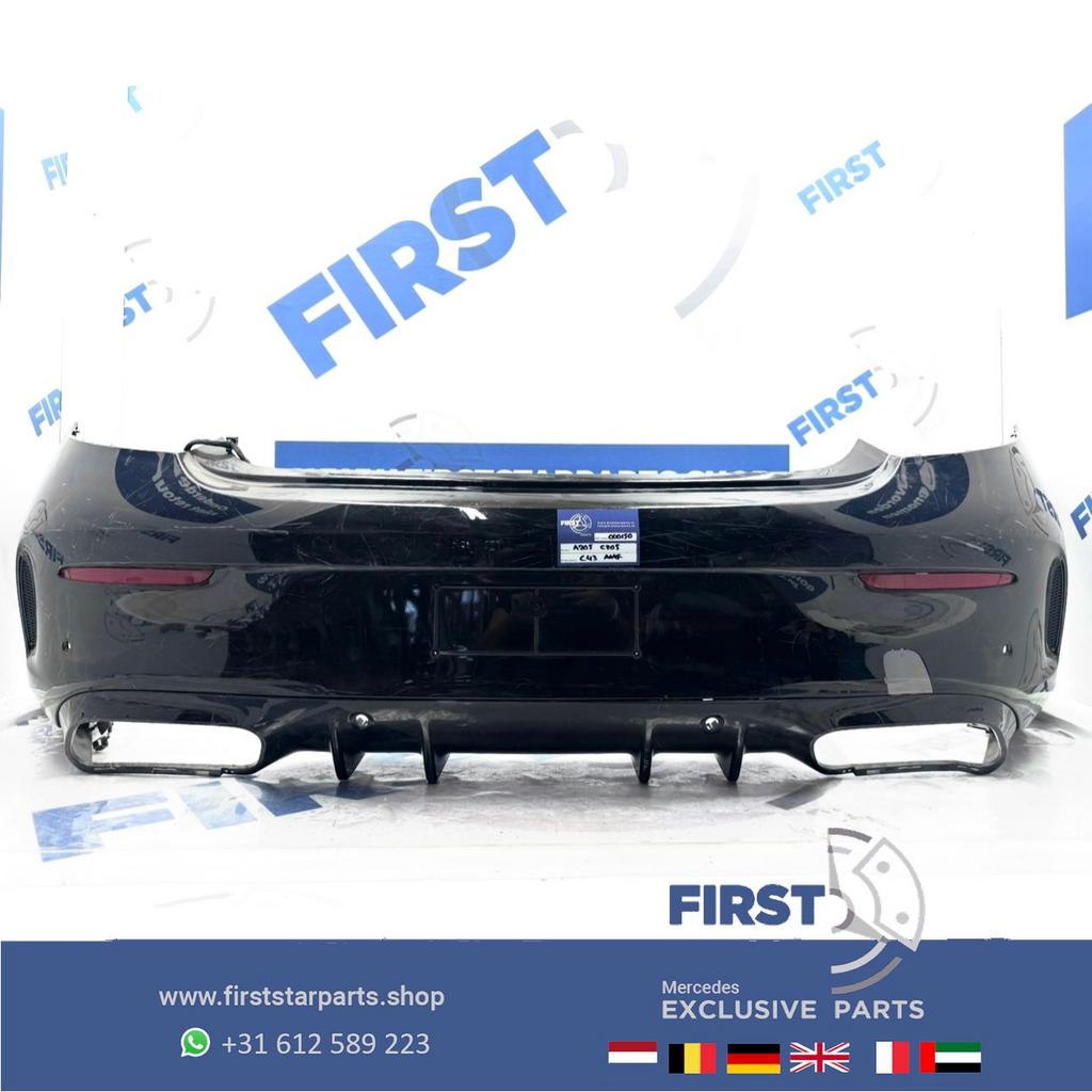 C205 C63 AMG ACHTERBUMPER zwart wit grijs Mercedes C Klasse, Gebruikt, -, Ophalen of Verzenden, Achter