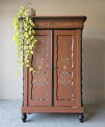 Antieke Biedermeier Hindelopen meidenkast vintage linnenkast, Ophalen of Verzenden