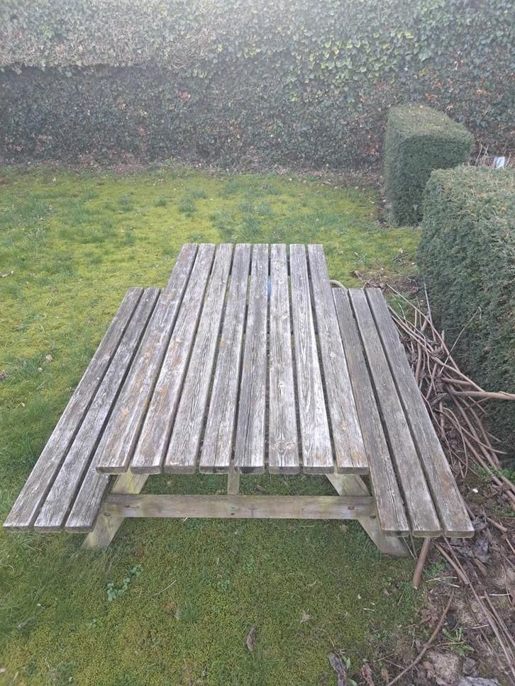 Picknicktafel van Talen uit Staphorst - Opknapper, Tuin en Terras, Picknicktafels, Gebruikt, Rechthoekig, Hout, Ophalen
