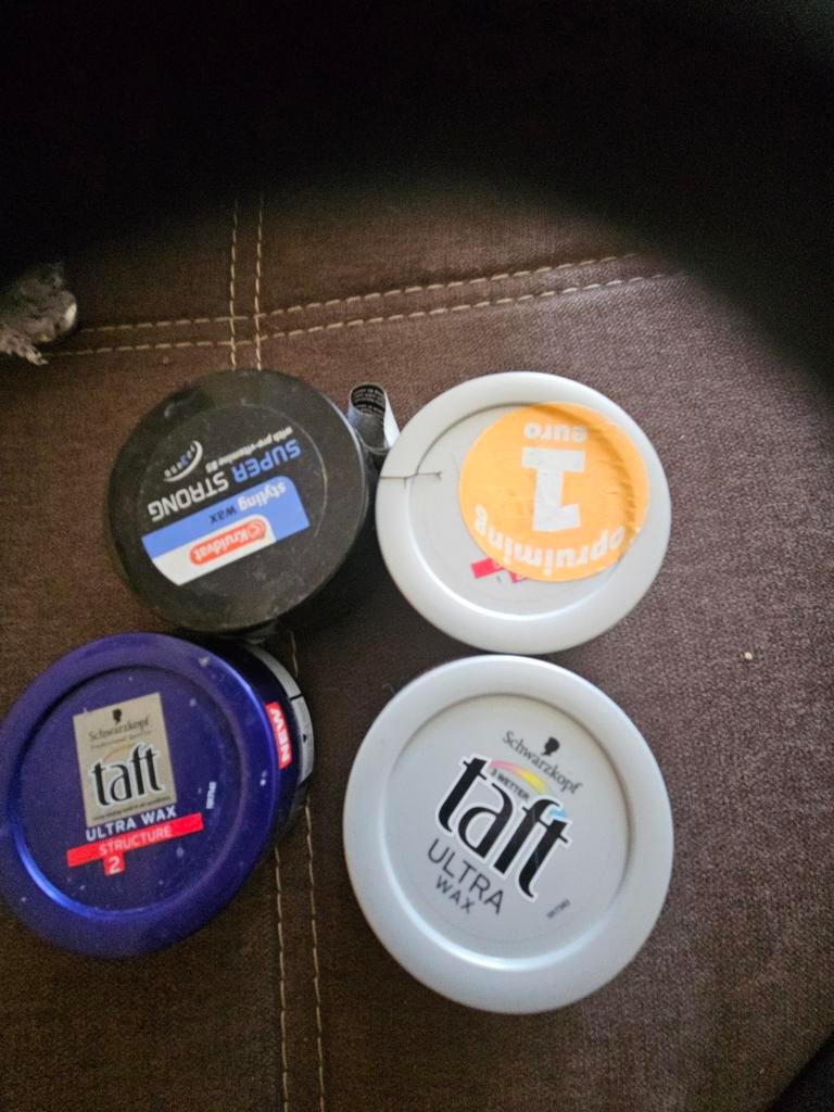 Haarwax en styling wax, 4 potjes, Ophalen