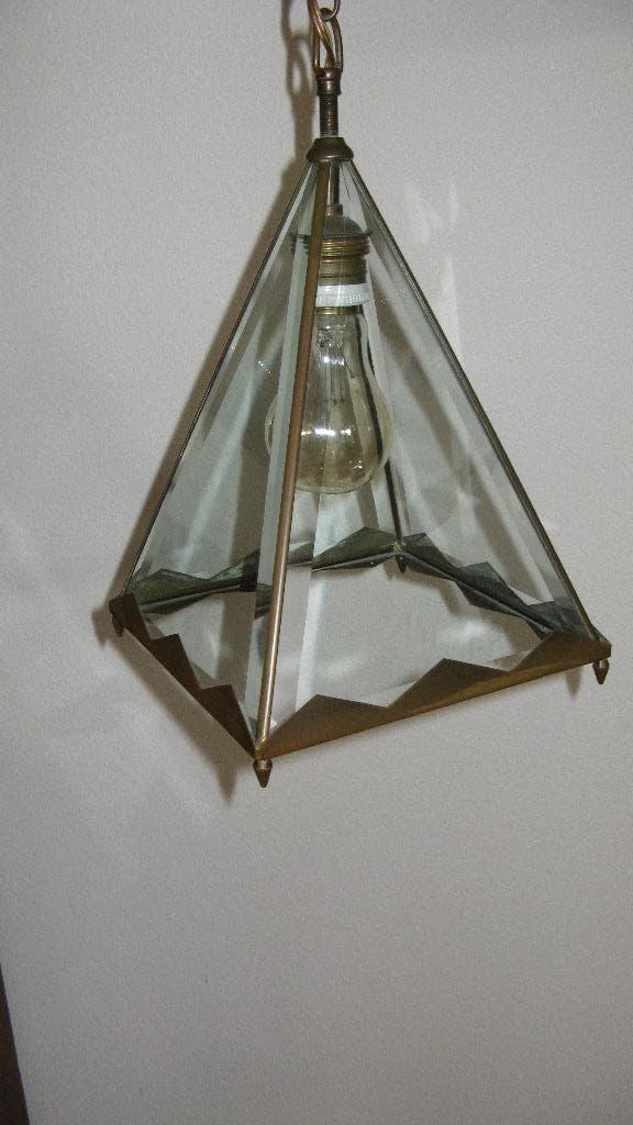Prachtige vintage Hallamp, Ophalen of Verzenden, Gebruikt, Glas, Minder dan 50 cm