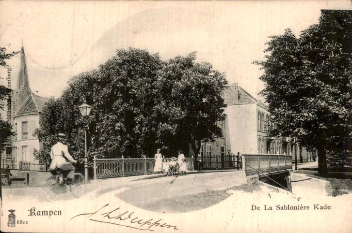 Kampen - De La Sablonière Kade - Straatbeeld, Verzamelen, Ansichtkaarten | Nederland, Gelopen, Overijssel, Voor 1920, Ophalen of Verzenden