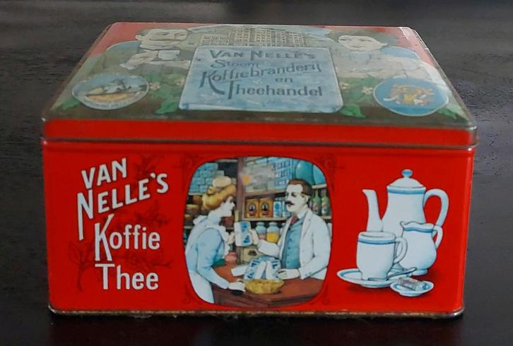 Vintage Van Nelle koffie en thee blik - zie foto's, Verzamelen, Blikken, Gebruikt, Koffie, Van Nelle, Ophalen of Verzenden