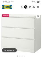 GEZOCHT: 1 witte 3-laden kast MALM van IKEA, Ophalen, 50 tot 100 cm, Zo goed als nieuw, 3 of 4 laden