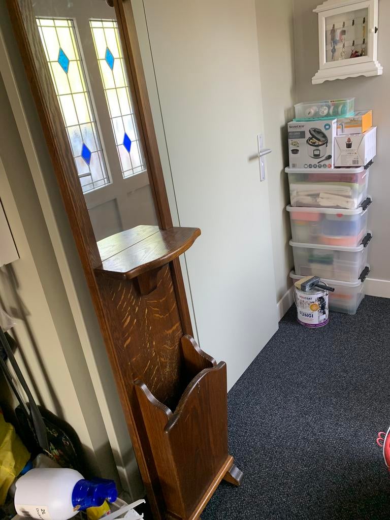 Papaplubak met spiegel, Antiek en Kunst, Antiek | Meubels | Kasten, Ophalen of Verzenden