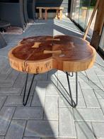 Houten Salontafel met Metalen Poten, Ophalen, Gebruikt, 50 tot 100 cm, 50 tot 75 cm