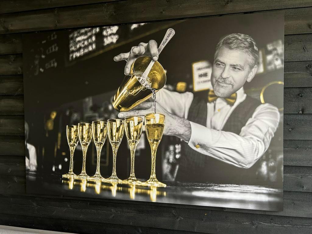 Schilderij George Clooney op aluminium 150x100cm, Ophalen, 125 cm of meer, Zo goed als nieuw, Schilderij