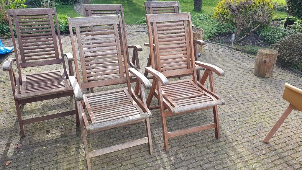 Teak tuinstoelen opknappers, Tuin en Terras, Ophalen, Gebruikt, Teakhout