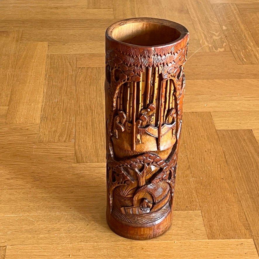 Bamboe vaas, Antiek en Kunst, Kunst | Niet-Westerse kunst, Ophalen of Verzenden