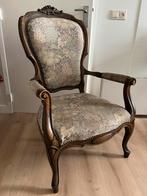 Vintage Brocante Vintage Fauteuil met Bloemmotief, Ophalen, Hout, 75 tot 100 cm