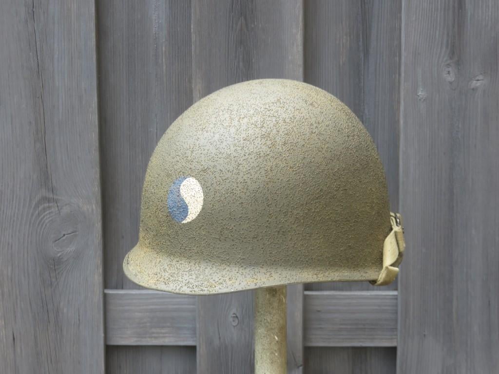 29th division FIXED bale helm D-day Normandie 1944 Omaha WW2, Verzamelen, Militaria | Tweede Wereldoorlog, Ophalen of Verzenden