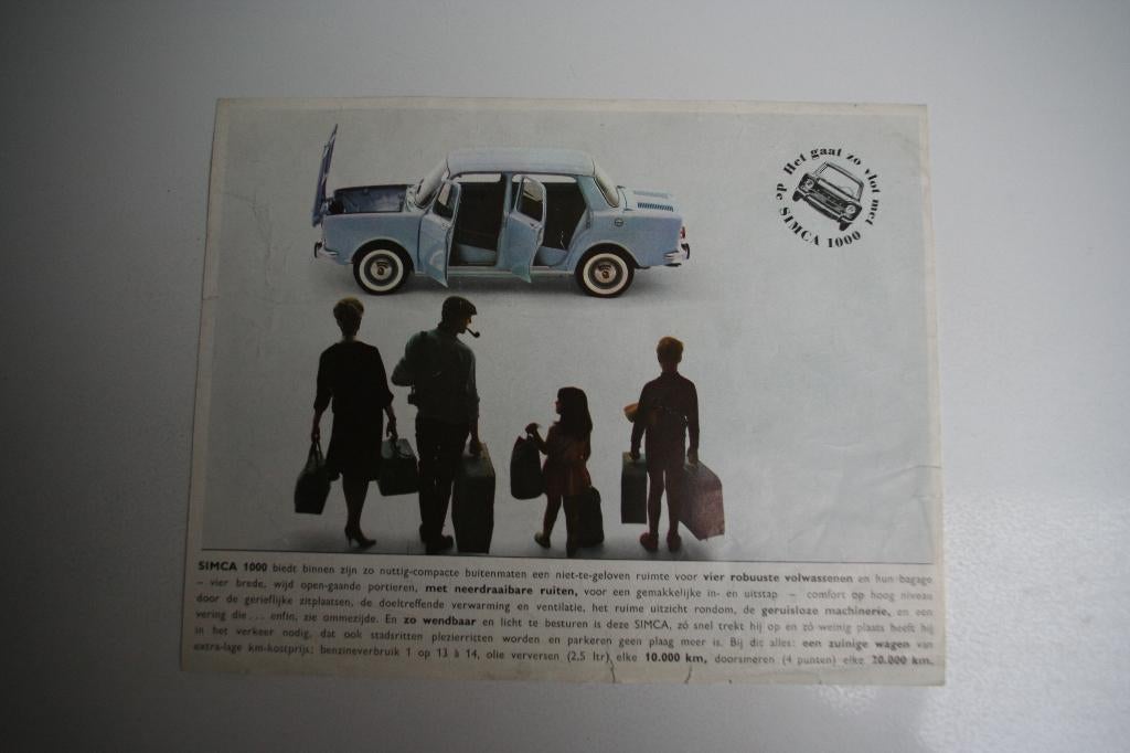 Folder / flyer Simca 1000 (1961) (6), Ophalen of Verzenden, Zo goed als nieuw, Overige merken