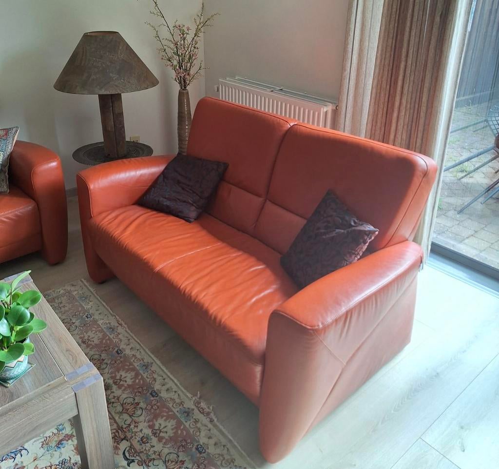 Leren bank 155 breed, Ophalen, Gebruikt, 150 tot 200 cm, Tweepersoons