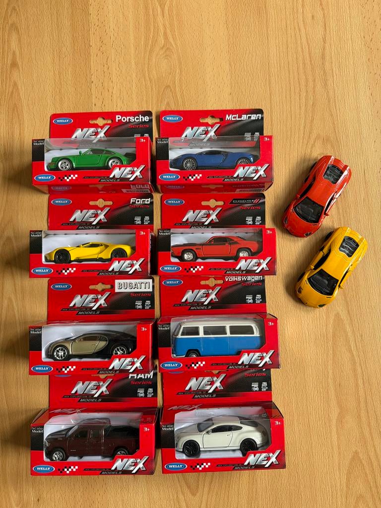 10 Welly Nex Modelauto's: 8 in doos, 2 Lamborghini's los, Ophalen of Verzenden, Zo goed als nieuw, Auto