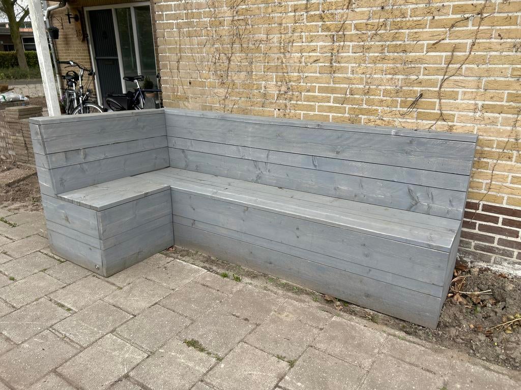 Steigerhouten tuinbank - 2 delen, Ophalen, Gebruikt, Hout