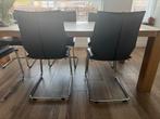 6x Eetkamerstoelen antraciet leer - Bree’s New World, Ophalen, Gebruikt, Leer, Vijf, Zes of meer stoelen
