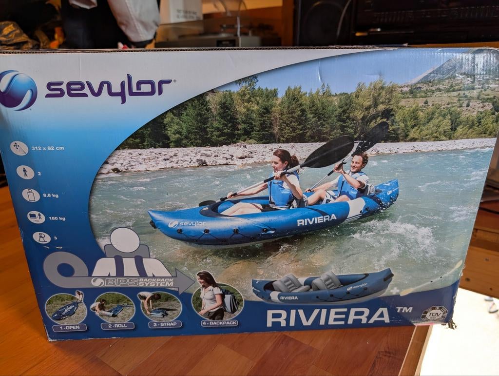 Kajak / kano opblaasbaar sevylor, Watersport en Boten, Kano's, Ophalen, Kajak, Twee personen, Zo goed als nieuw