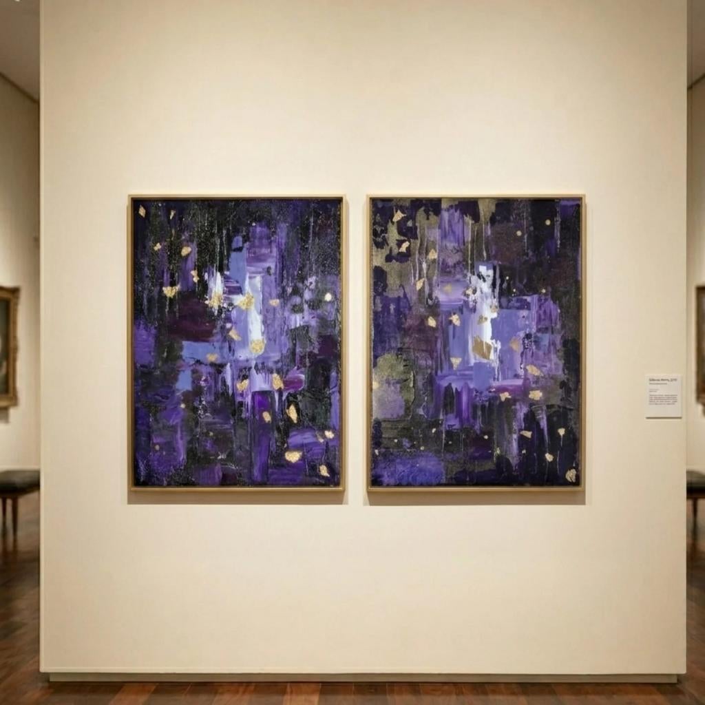 Tweeluik Schilderijen - Deep Quartz Dream, Antiek en Kunst, Kunst | Schilderijen | Abstract, Ophalen of Verzenden