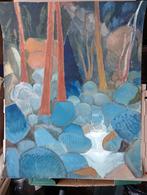 Aquarel Bos landschap stijl Bergense School 20e eeuw, Ophalen of Verzenden