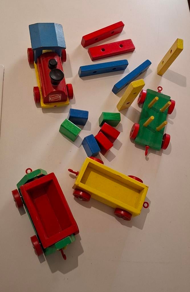 Vintage Heros houten speelgoed trein, Ophalen of Verzenden, Gebruikt, Overige typen