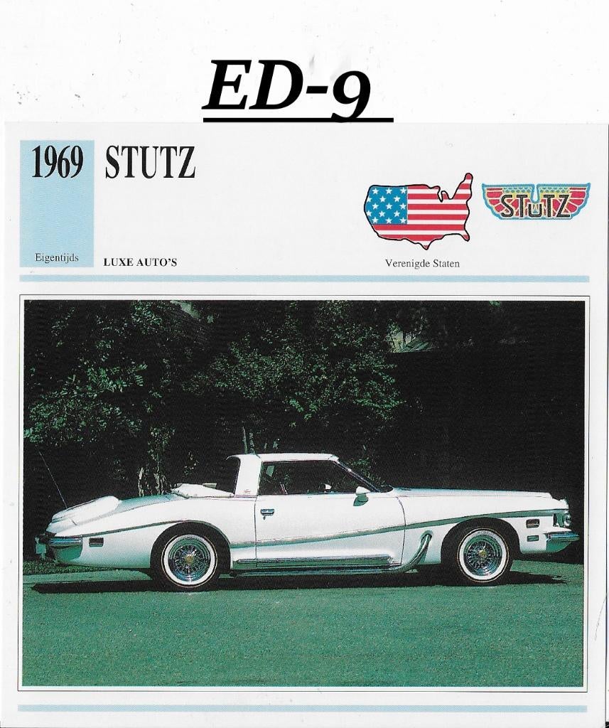 Ed9 autokaart stutz ( 1969 ) - -, Ophalen of Verzenden, Zo goed als nieuw, Auto's