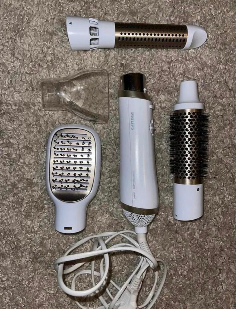 Philips föhnborstel met 4 opzetstukken, Ophalen of Verzenden, Zo goed als nieuw, Föhn of Haardroger