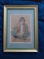 Portret van een jongeman, tekening incl. lijst, Ophalen, Minder dan 50 cm, Gebruikt, Minder dan 50 cm