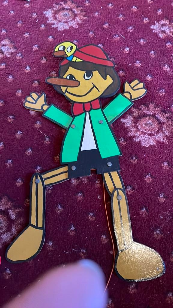 Grote houten trekpop pinoccio  45 cm, Antiek en Kunst, Antiek | Speelgoed, Ophalen of Verzenden