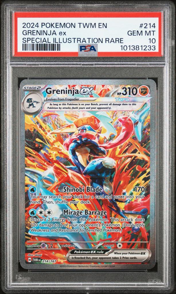 Greninja ex 214/167 PSA 10 GEM MT Pokémon kaart, Ophalen of Verzenden, Nieuw, Losse kaart