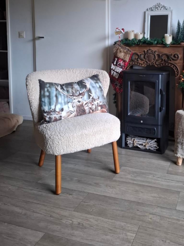 Zara Home Teddy Fauteuil - Cremewit, Huis en Inrichting, Ophalen, 75 tot 100 cm, Zo goed als nieuw, Stof