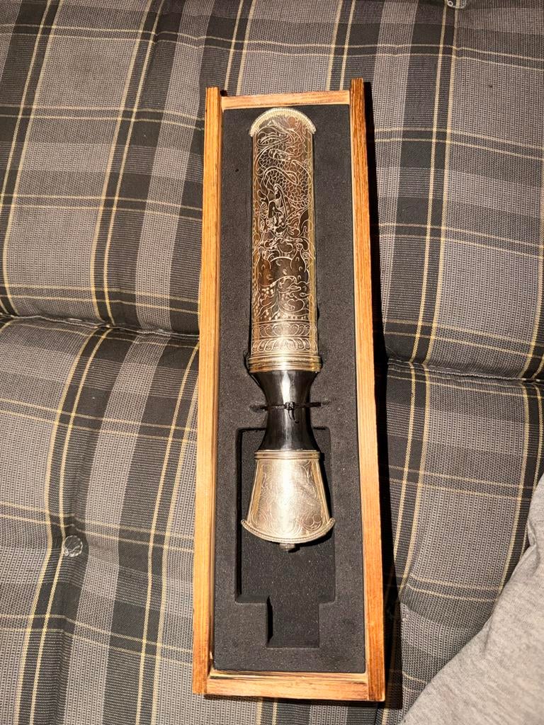 Dolk met Oosterse Gravures en Houten Kist, Ophalen of Verzenden