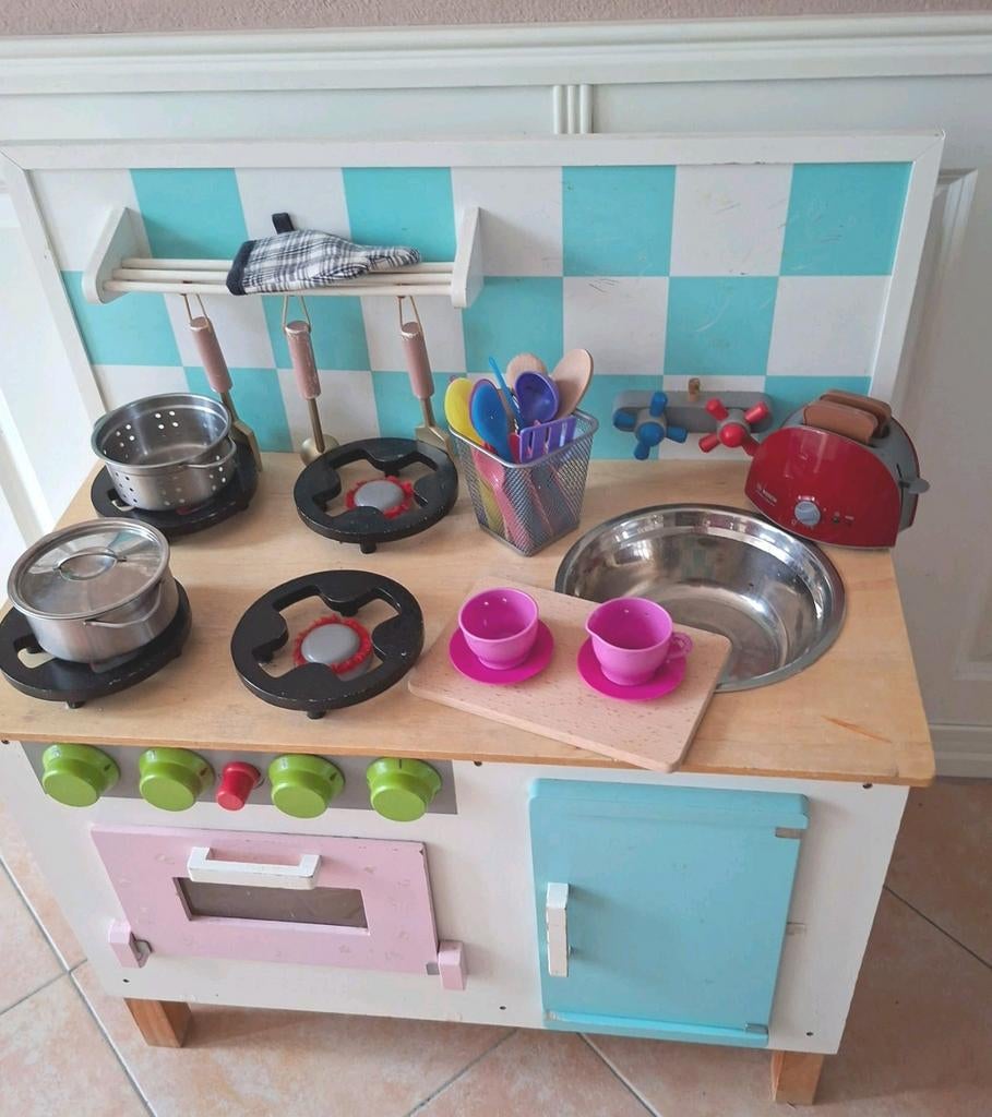 Speelkeuken / kinderkeuken met accessoires, Ophalen, Gebruikt, Hout, Speelkeuken