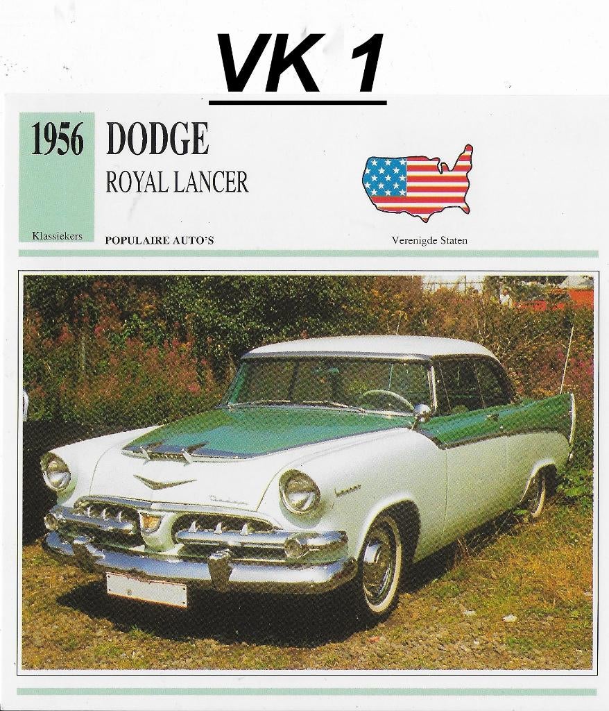 Vk1 autokaart dodge royal lancer ( 1956 ), Verzenden, Zo goed als nieuw, Auto's