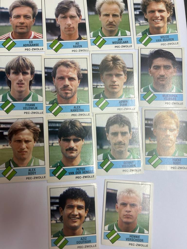 12 PEC Zwolle Voetbalplaatjes - Voetbal 87 Collectie, Ophalen of Verzenden, Zo goed als nieuw, Overige binnenlandse clubs, Poster, Plaatje of Sticker