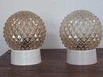 twee vintage amberkleur glazen plafondlampjes, plafonnieres, Ophalen